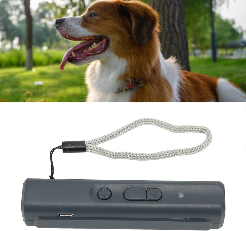 أداة تدريب الحيوانات الأليفة الإلكترونية من GOWENIC، جهاز تدريب الكلاب بالموجات فوق الصوتية، جهاز ردع الحيوانات الأليفة المضاد للعض، قابل لإعادة الشحن عبر USB ببطارية مدمجة (رمادي داكن) - Image 2