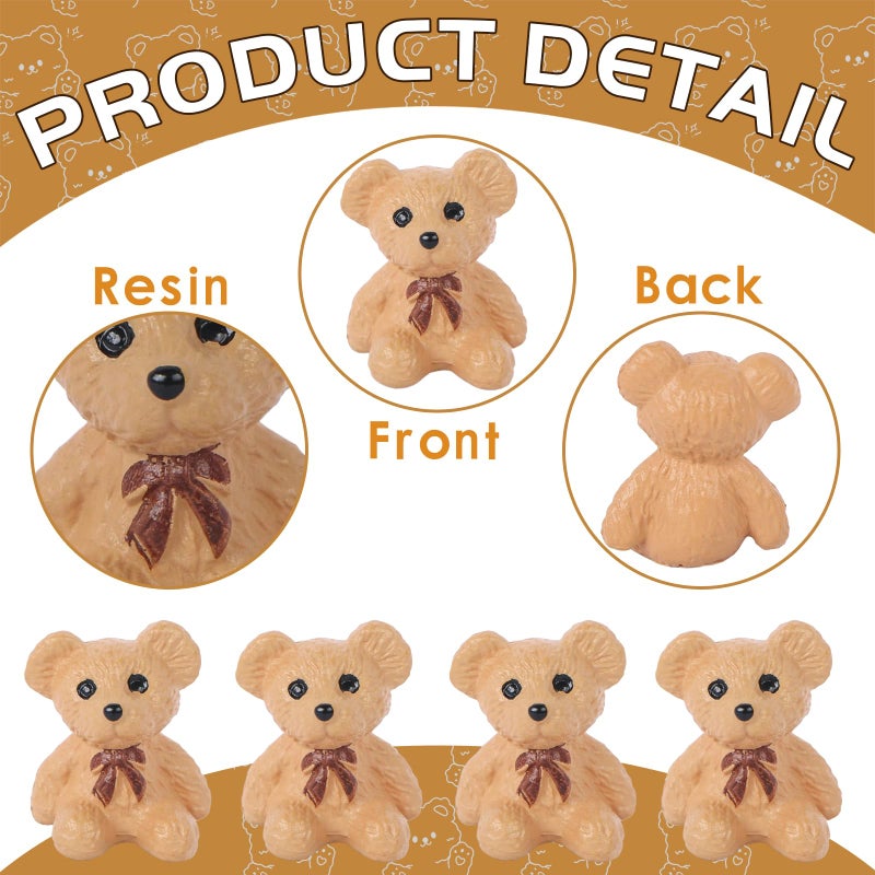 BENOSPACE 20Pcs Mini Bear Figurines Resin Animal Statue Ornaments Tiny Potted Home Cake Decor Bear DIY Crafts Accessories Garden Herd of Flat Back Cattle Fairy Outdoor Moss Micro Landscape Decoration - Image 3