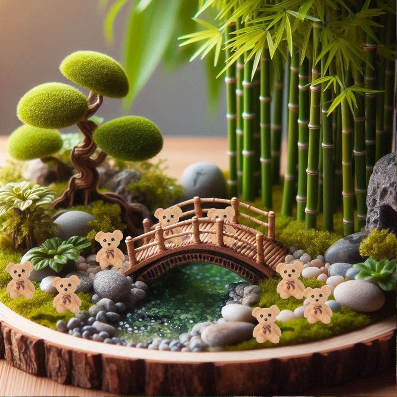 BENOSPACE 20Pcs Mini Bear Figurines Resin Animal Statue Ornaments Tiny Potted Home Cake Decor Bear DIY Crafts Accessories Garden Herd of Flat Back Cattle Fairy Outdoor Moss Micro Landscape Decoration - Image 5
