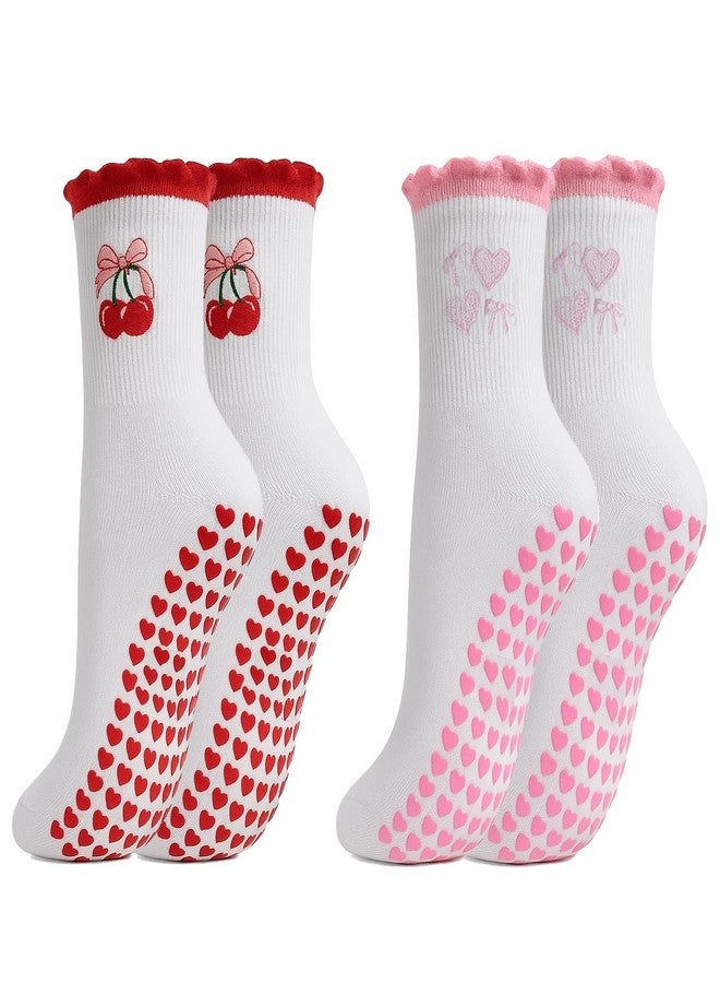 xinxingin 2 Pairs Socks with Rubber Sole, Grip Socks for Women, Yoga and Pilates, Non-Slip Workout Socks for Yoga, Barre, Dance, Gym, Travel and Home Activities - Image 1