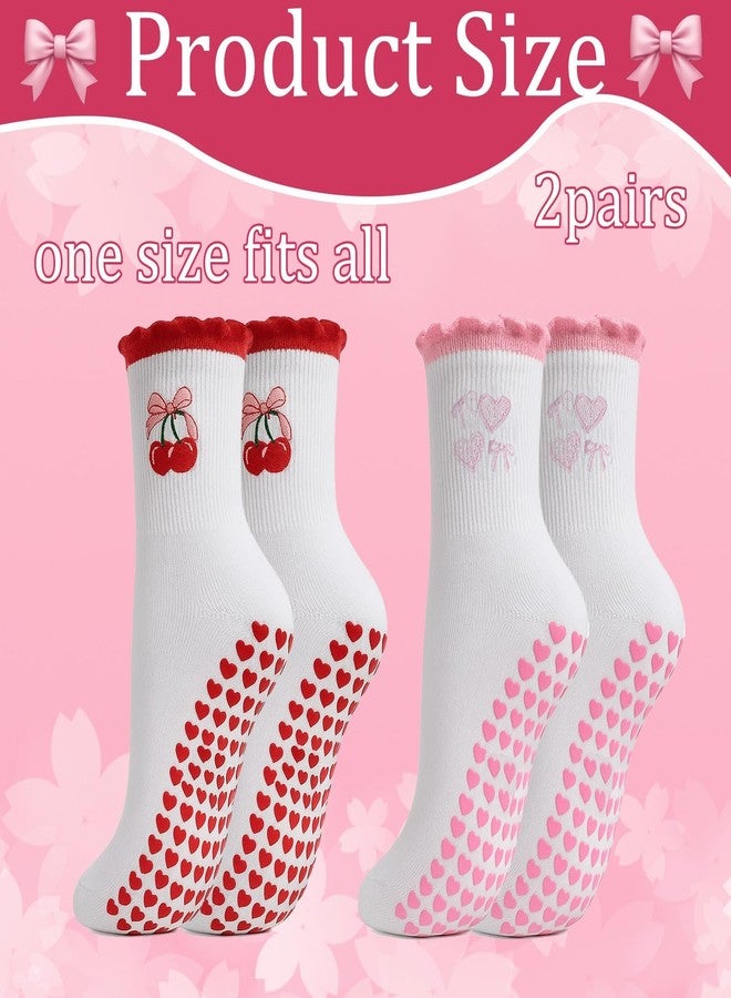 xinxingin 2 Pairs Socks with Rubber Sole, Grip Socks for Women, Yoga and Pilates, Non-Slip Workout Socks for Yoga, Barre, Dance, Gym, Travel and Home Activities - Image 2