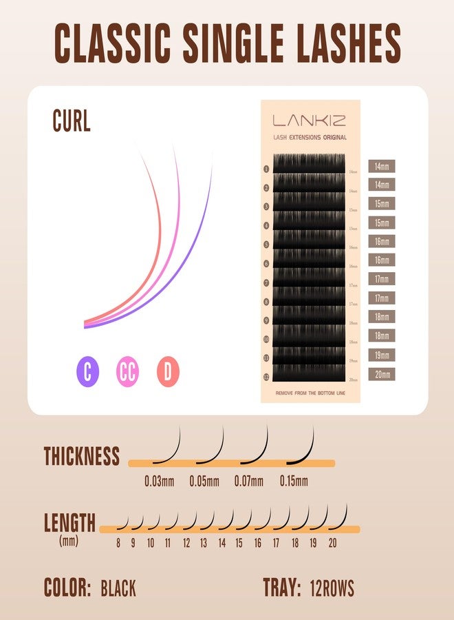 LANKIZ Classic Volume Lash Extension, 0.15 CC Curl 14-20mm Mixed Eyelash Extension Lash Trays, Super Matt Black Individual Lash Extensions for Professional Salon Use - Image 5
