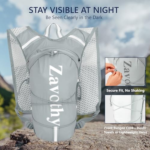 Zavothy Hydration Backpack with Rain Cover, 1.5L Lightweight Hydration Pack for Hiking, Cycling & Trail Running – Gray - Image 4