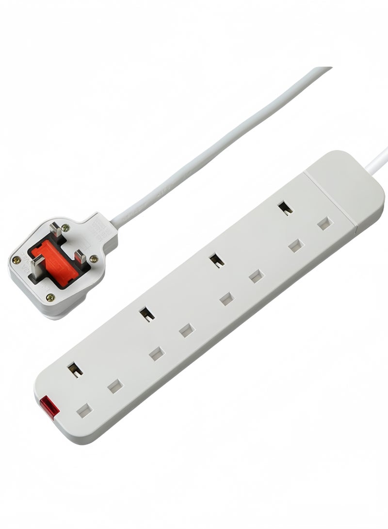 Angola Panda Power Strips Extension Cord   | 4 Sockets Universal Plug Adapter with 3Meter Bold Extension Cable | Surge Protector| Power Socket | Extension Board | Extension Cable | Extension Socket For Home,Office,Kitchen ,Travel And More (White) ((3Meter))  - Image 1