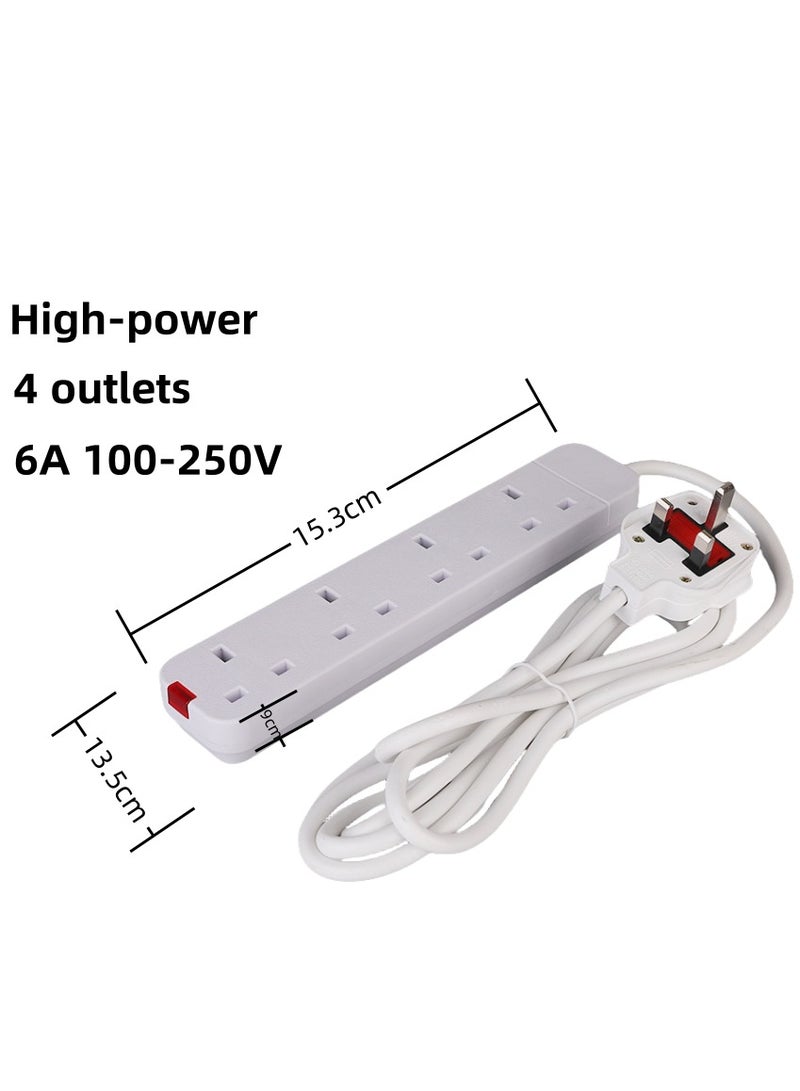 Angola Panda Power Strips Extension Cord   | 4 Sockets Universal Plug Adapter with 3Meter Bold Extension Cable | Surge Protector| Power Socket | Extension Board | Extension Cable | Extension Socket For Home,Office,Kitchen ,Travel And More (White) ((3Meter))  - Image 2