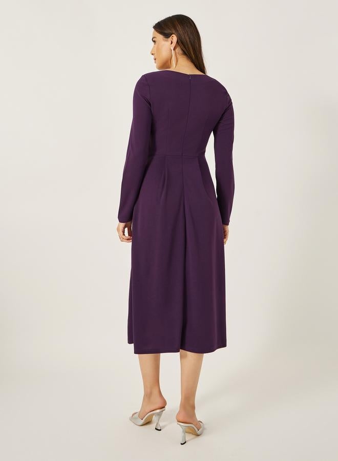 Styli Embellished Square Neck A-Line Midi Dress  - Image 5