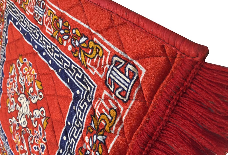 AAZEEM Prayer Mat | Velvet Aasan | Meditation Carpet | Pooja Aasan | Traditional Prayer Mat | Medium Size | Red Color - Image 2