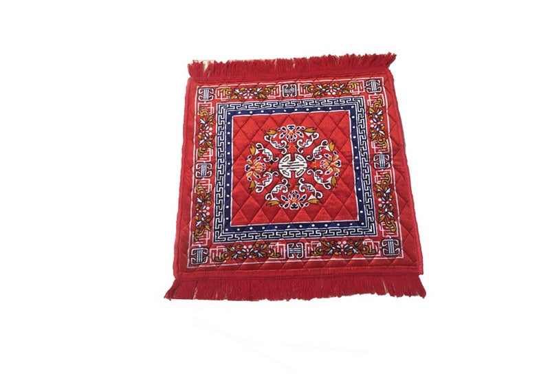 AAZEEM Prayer Mat | Velvet Aasan | Meditation Carpet | Pooja Aasan | Traditional Prayer Mat | Medium Size | Red Color - Image 5