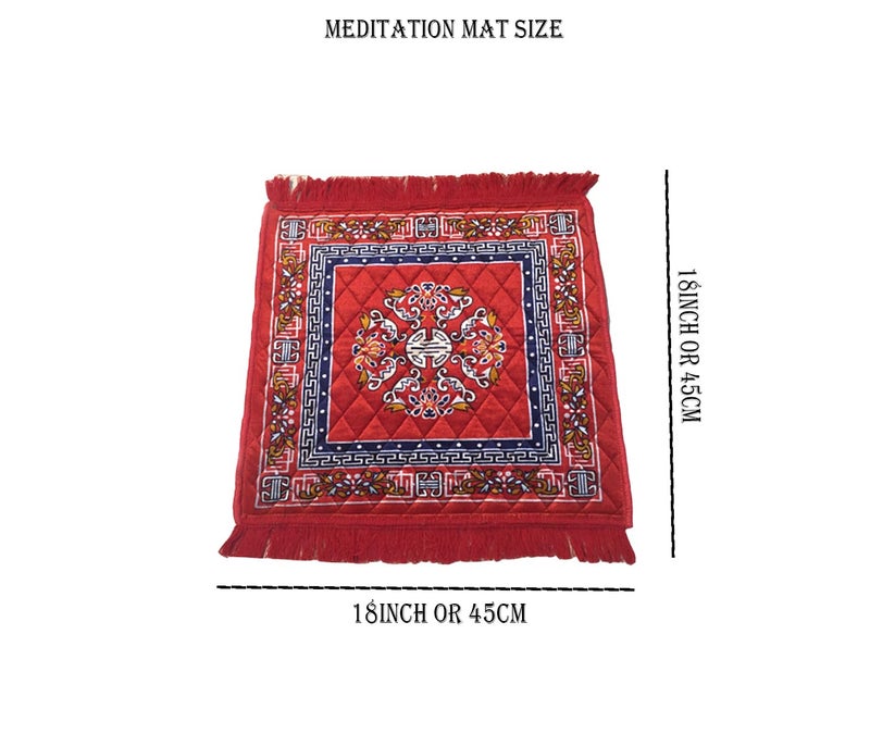 AAZEEM Prayer Mat | Velvet Aasan | Meditation Carpet | Pooja Aasan | Traditional Prayer Mat | Medium Size | Red Color - Image 3