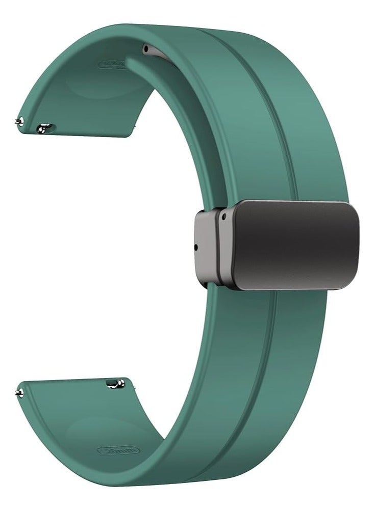 TIGER Magnetic Watch Band 16mm, 18mm, 19mm, 20mm, 22mm – Soft Silicone Sport Strap for Men & Women – Quick Release with Magnetic Folding Clasp – Skin-Friendly, Durable, and Comfortable – Perfect for Smartwatches & Traditional Watches – Green - Image 1