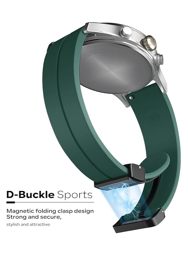 TIGER Magnetic Watch Band 16mm, 18mm, 19mm, 20mm, 22mm – Soft Silicone Sport Strap for Men & Women – Quick Release with Magnetic Folding Clasp – Skin-Friendly, Durable, and Comfortable – Perfect for Smartwatches & Traditional Watches – Green - Image 2