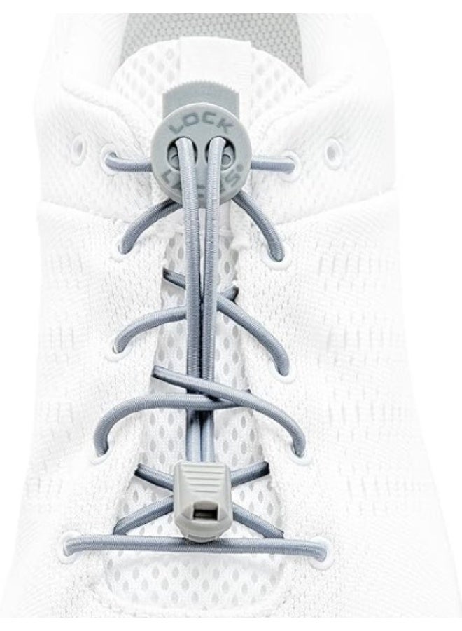 Lock Laces - Elastic No Tie Shoelaces, One Size Fits All, for Kids and Adults, Elastic No Tie Shoe Laces  Color gray - Image 2