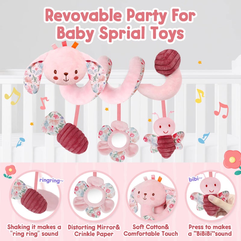 TSYAN Car Seat Toys for Babies 0-6 Months Boy,Baby Spiral Hanging Plush Activity Toys Thank You Gifts for Newborn 0 3 6 9 12 Months Baby Boys Girls - Image 2