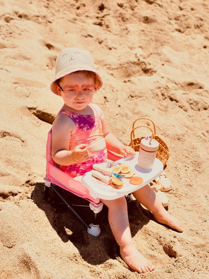 PandaEar Portable Baby Seat Travel| Compact Fold with Straps for Indoor/Outdoor Use| Great for Camping, Beach, Lawn |Toddlers, Kids, Boys, Girls (Pink) - Image 4