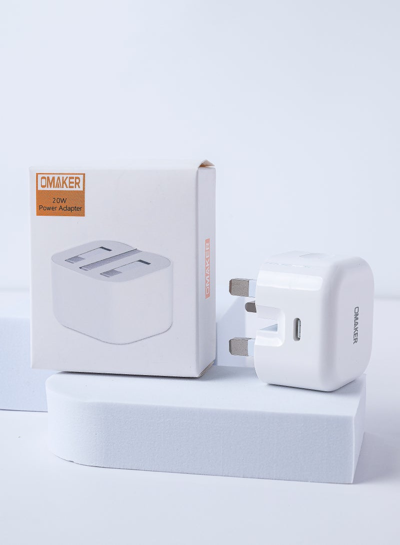 اوميكر شاحن ثلاثي سريع من اوميكر بمنفذ تايب سي بقوة 20 واط يتناسب مع ايفون و جالكسي و هواوي