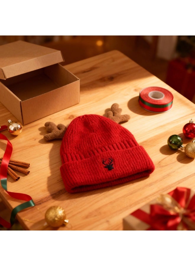 Y&D قبعة أيل محبوكة لعيد الميلاد، قبعة أيل لطيفة محبوكة، قبعة كروشيه للبالغين، قبعة شتوية دافئة - Image 5