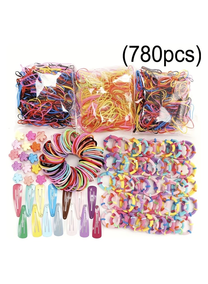 Generic 780pcs Girls Hair Accessories, Elastic Hair Ties, Ponytail Holders Rubber Bands Decorative Hair Accessories, Girl's Birthday Gift - Image 3