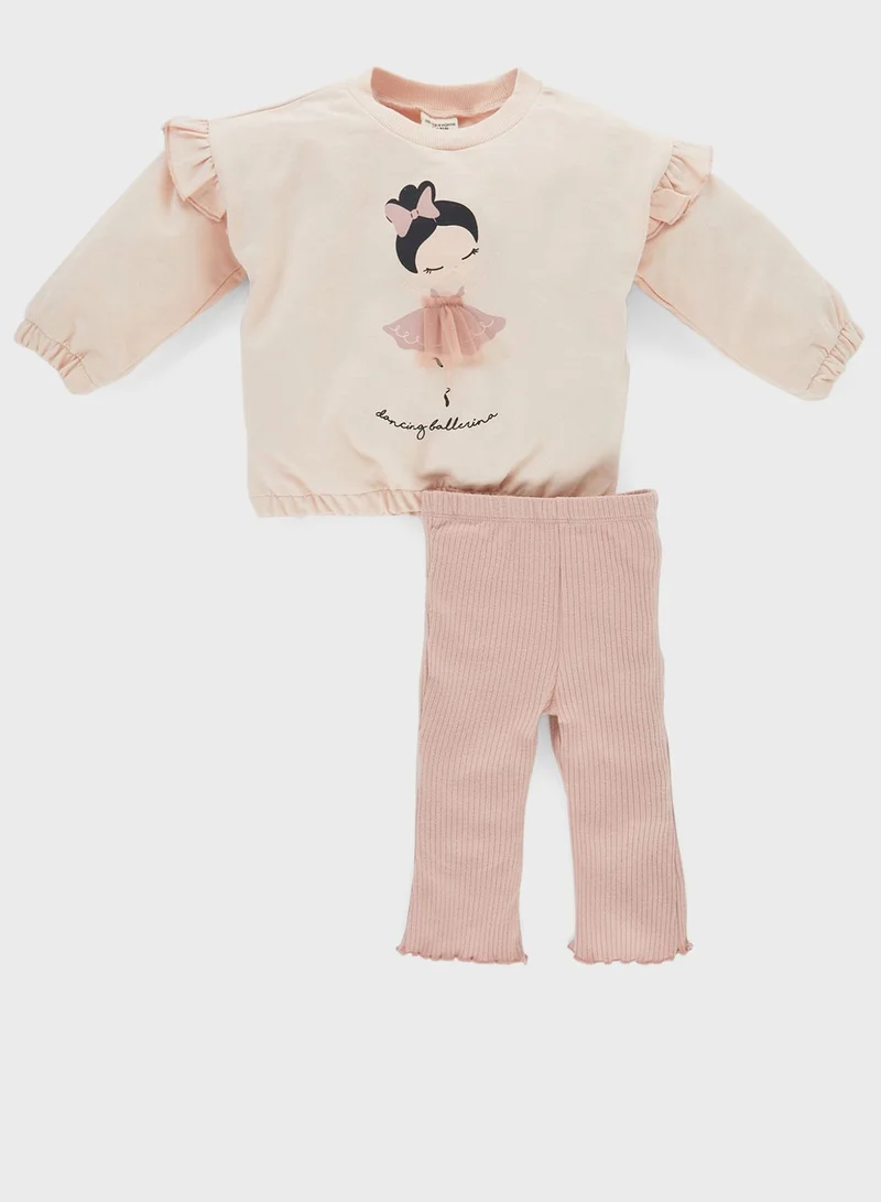 DeFacto Kids Printed Top & Trousers Set