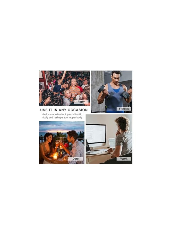 SOLARAE Mens Compression Shirt, Mens Slimming Body Shaper Vest, Muscle Training Tank, Undershirt Square Cut Muscle Tank, Top Workout Vest Abs Abdomen Slim, for Outdoor, Indoor Activity(XL)(Light Grey) - Image 5