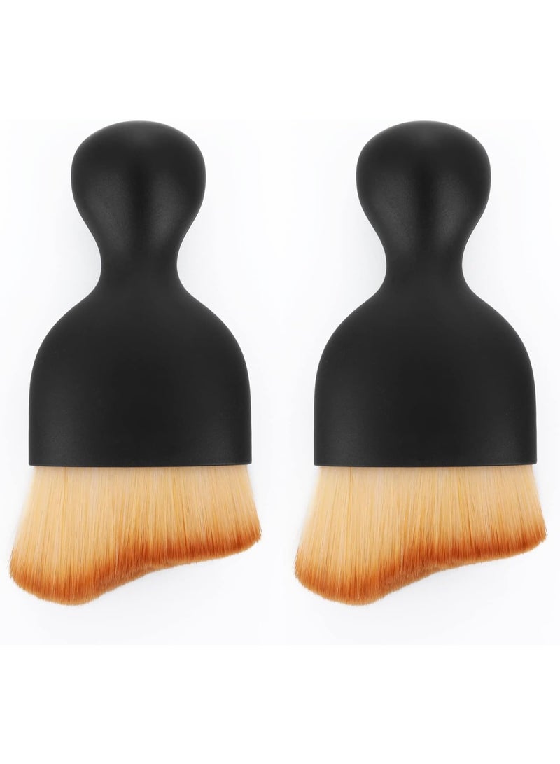 فرشاة تنظيف داخلية وخارجية للسيارة - شعيرات ناعمة لإزالة الغبار، والتنظيف الدقيق، والغسيل، وتنظيف لوحة القيادة، وفتحات مكيف الهواء، والجلد، والمحرك - قطعتان - Image 1