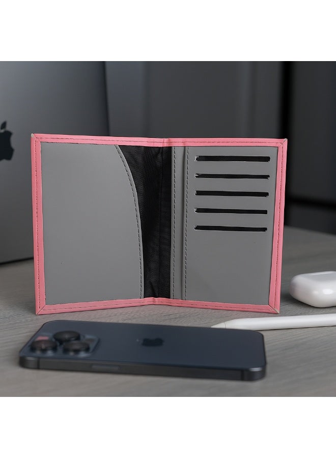 إسبليندد محفظة السفر سبلينديد تسع حتى 5 كروت مع جيب للباسبور و 2 جيب للكاش بينك ومن الداخل رمادي - Image 3