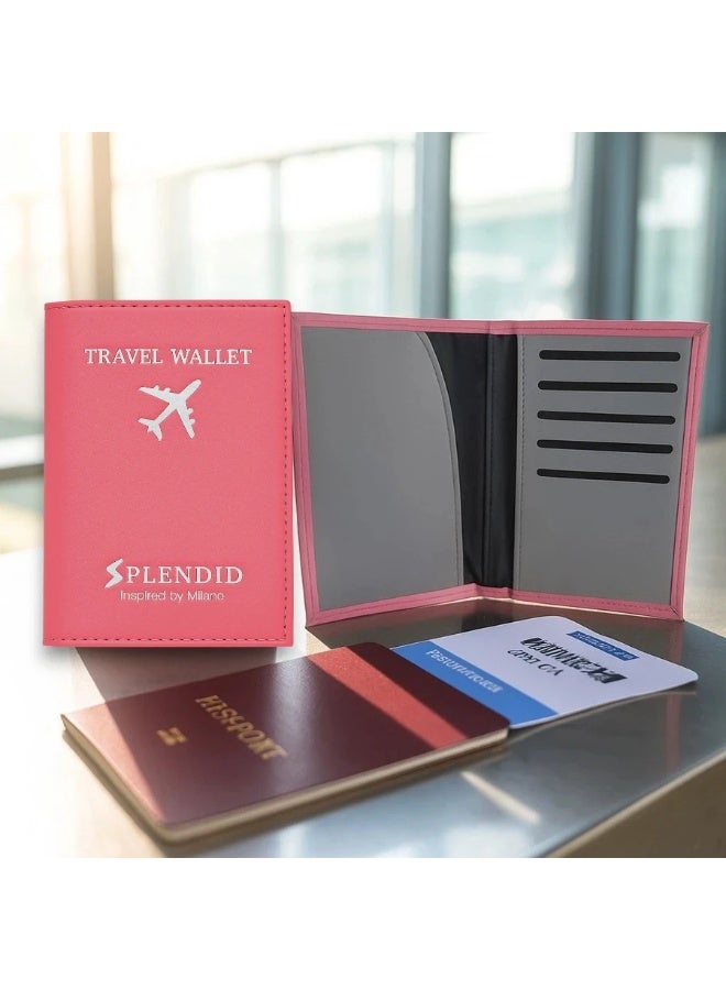 إسبليندد محفظة السفر سبلينديد تسع حتى 5 كروت مع جيب للباسبور و 2 جيب للكاش بينك ومن الداخل رمادي - Image 5