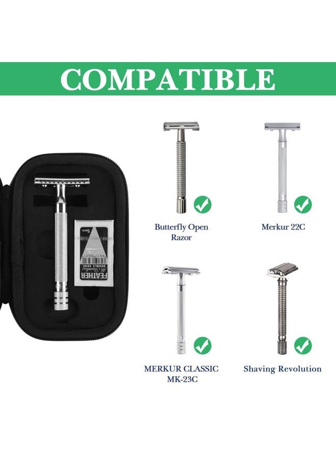 Linkidea Durable Hard Shell Shaving Travel Case, Storage Box for Short/Long Handled Razor Blades & Accessories, Compatible with Merkur, Vikings, WEISHI Double Edge Safety Razors (Black)  - Image 2