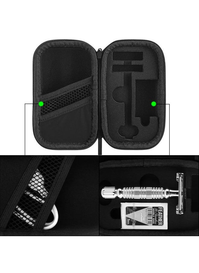 Linkidea Durable Hard Shell Shaving Travel Case, Storage Box for Short/Long Handled Razor Blades & Accessories, Compatible with Merkur, Vikings, WEISHI Double Edge Safety Razors (Black)  - Image 5