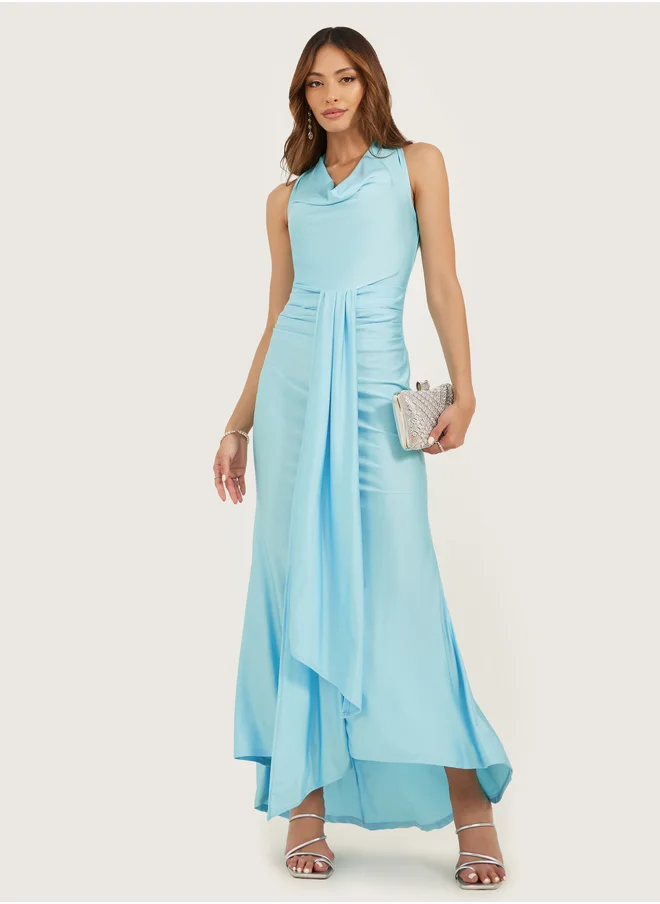 ستايلي Styli Satin Cowl Neck Sleeveless Mermaid Maxi Dress