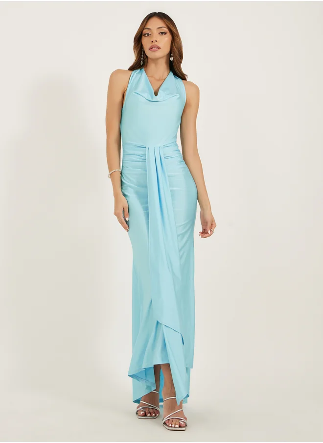 ستايلي Styli Satin Cowl Neck Sleeveless Mermaid Maxi Dress