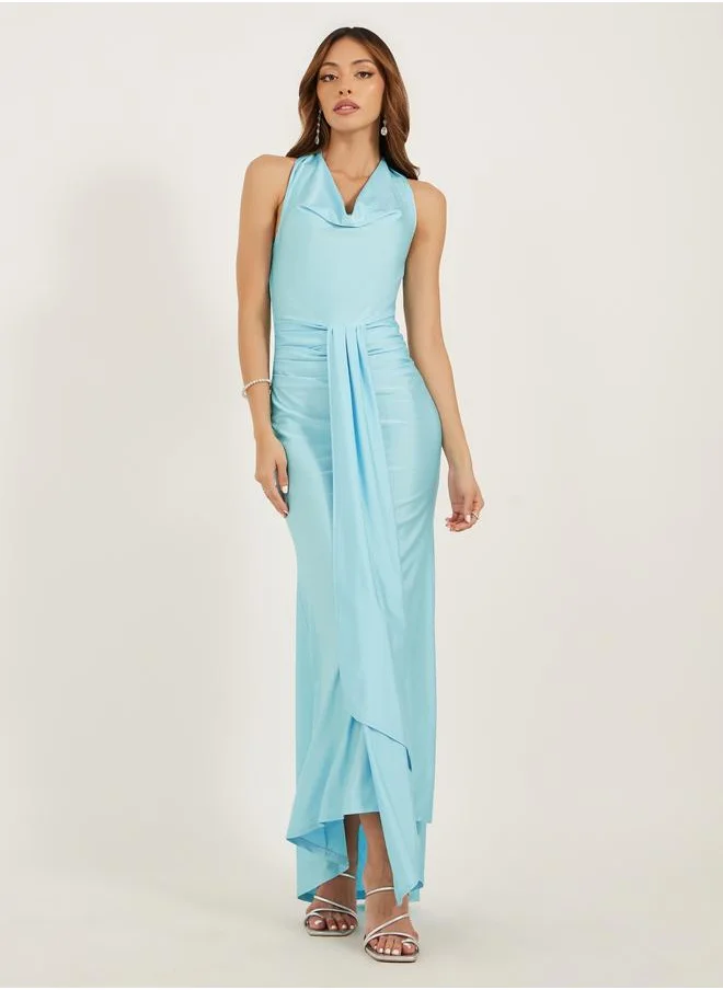 ستايلي Styli Satin Cowl Neck Sleeveless Mermaid Maxi Dress