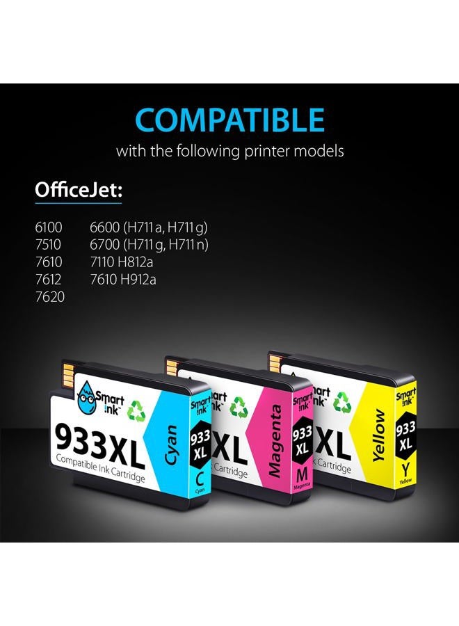 Smart Ink Compatible Ink Cartridge Replacement for HP 932XL 933XL 932 XL 933 High Yield Set (Cyan,Magenta,Yellow, 3 Combo Pack) to use with Officejet 6100 6600 6700 7110 7510 7610 7612 7620 - Image 2