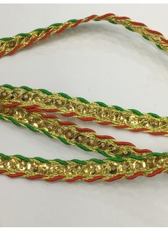 Karan Tuhafiye Karan Haberdashery Decorative Strip / Red Green Sequined Soutache / 3 Meters  - Image 1