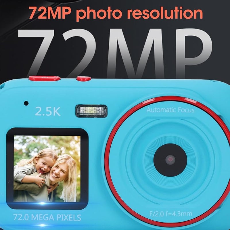 Asixxsix 72MP 2 5K Dual Screen Vlogging Camera 16X Zoom Autofocus Anti Shake Blue - Image 4