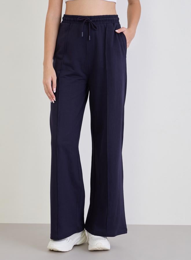 Styli Women Navy Blue Wide Leg Joggers - Image 2