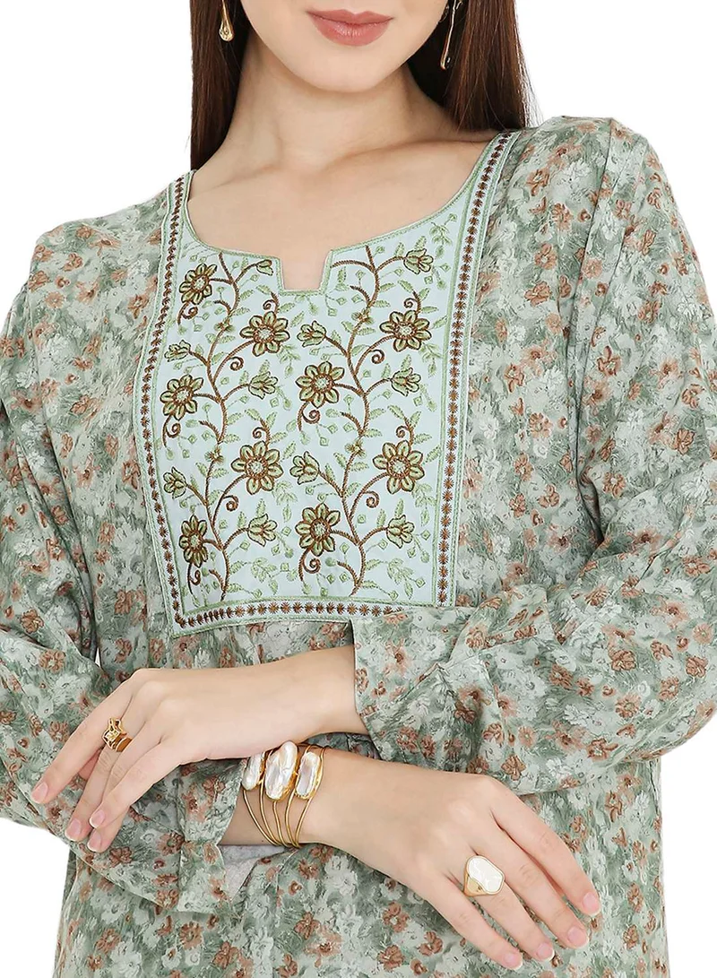 HANA & SARA UNIQUE LONG PRINTED WITH STYLISH THREAD EMBROIDERY ELEGANT ARABIC KAFTAN JALABIYA DRESS