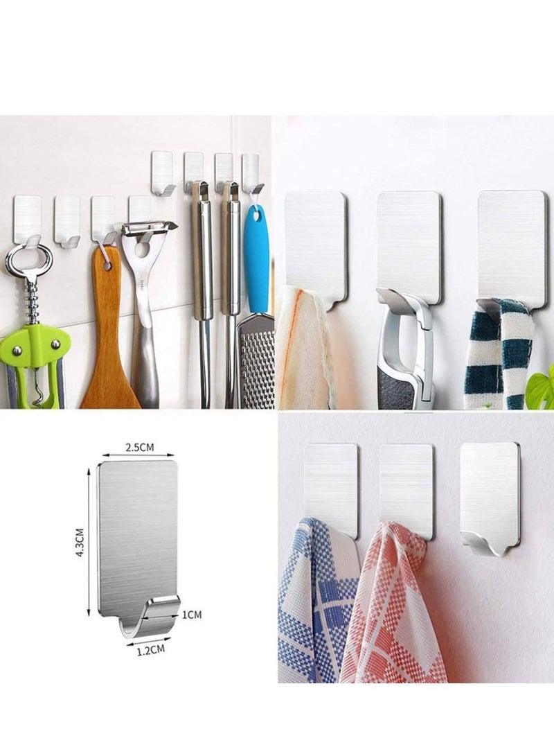 8 Packs Adhesive Hooks Heavy Duty Wall Hangers Hooks Waterproof Stainless Steel Towel Hanger Holder Stick on Hooks for Hanging Kitchen Bathroom Home  - Image 3