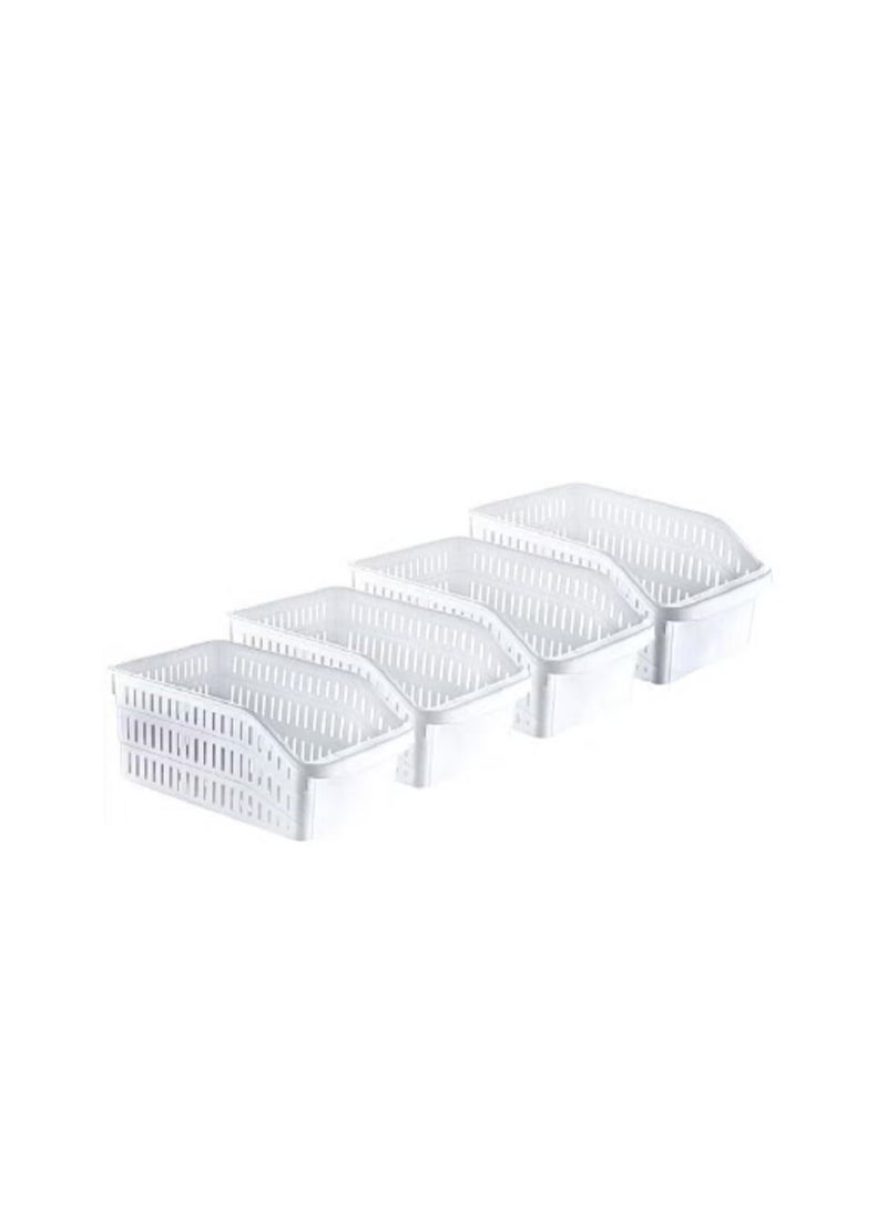 Set of 4 Orgamix Wide Refrigerator Organizing Baskets White 20x30x13cm