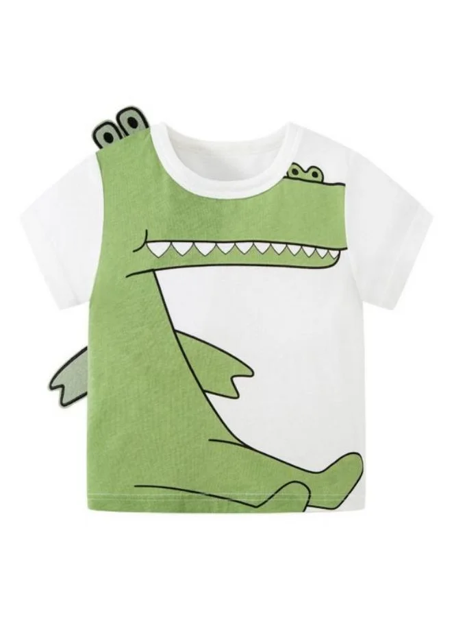 YUNIQEE Green Printed Short Sleeve Crew Neck T-Shirt