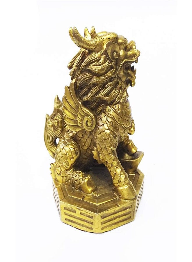 AMTOOCH Feng Shui Kylin Brass Statue Home Decoration a Pair qilin Sculpture Golden Wealth Chi Lin Living Room Office (4" L x 3.6" W x 5.2" H) - Image 3