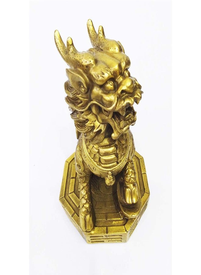 AMTOOCH Feng Shui Kylin Brass Statue Home Decoration a Pair qilin Sculpture Golden Wealth Chi Lin Living Room Office (4" L x 3.6" W x 5.2" H) - Image 5