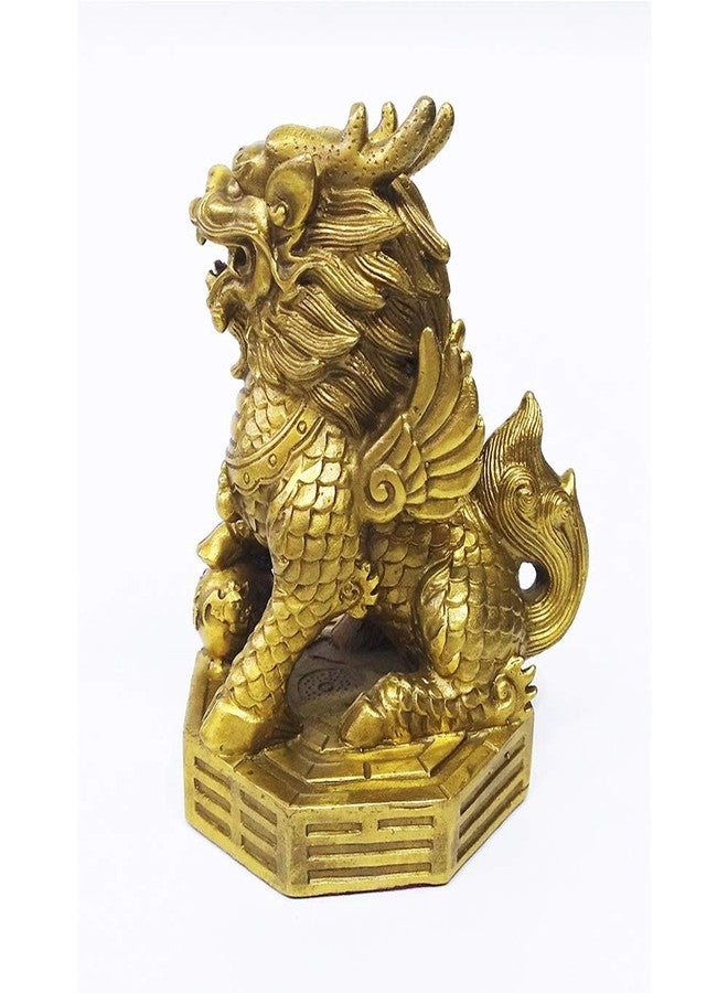 AMTOOCH Feng Shui Kylin Brass Statue Home Decoration a Pair qilin Sculpture Golden Wealth Chi Lin Living Room Office (4" L x 3.6" W x 5.2" H) - Image 4