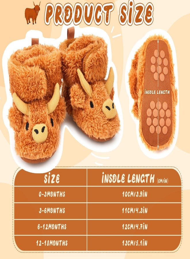 ShinyMatch Highland Baby Booties Newborn Baby Shoes Unisex Infant Slippers for Toddler Infant Girl Boy(6-12 Months,Highland Cow,Yellow) - Image 4