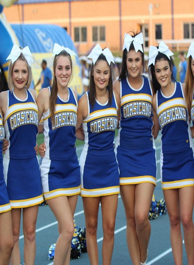 CN 30PCS 8" Large Cheer Bows, Cheerleading Bows Ponytail Holder for Girls, Grosgrain Ribbon White Cheer Hair Bows with Elastic Hair Tie for Cheerleader College Sports Softball Competition (white) - Image 2