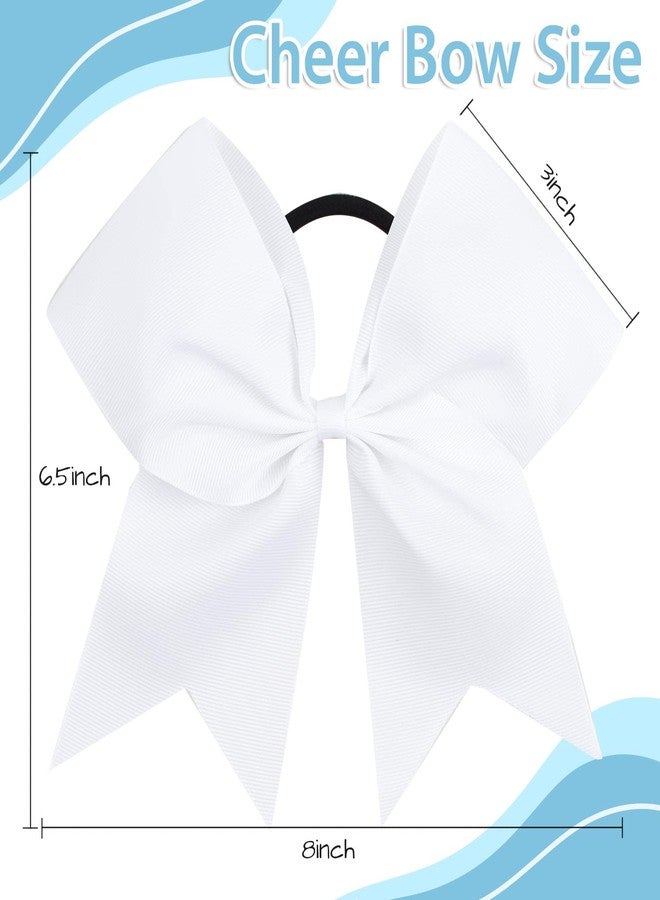 CN 30PCS 8" Large Cheer Bows, Cheerleading Bows Ponytail Holder for Girls, Grosgrain Ribbon White Cheer Hair Bows with Elastic Hair Tie for Cheerleader College Sports Softball Competition (white) - Image 3