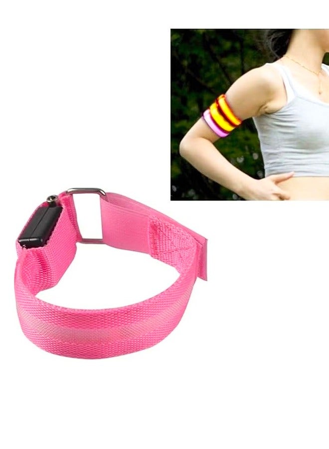 Generic Luminous Armband Running Armband Luminous Bracelet Wrist Band Glow Bracelets Sports Band Light Up Wristband Night Sports Armband arm Strap with LED Electronics Outdoor Night Run Pink  - Image 1