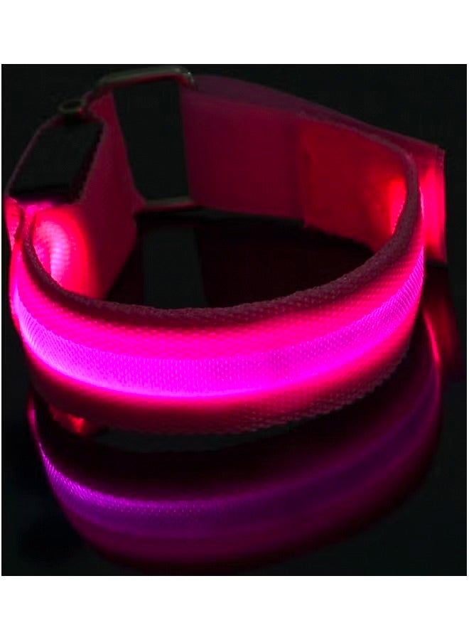 Generic Luminous Armband Running Armband Luminous Bracelet Wrist Band Glow Bracelets Sports Band Light Up Wristband Night Sports Armband arm Strap with LED Electronics Outdoor Night Run Pink  - Image 3