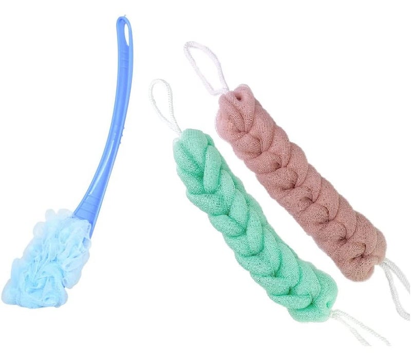 SUNBIRD Bath Body Brush, With Loofa Long Handle Cleaning Scrubber with Loofah Sponge Shower Brush for Wet or Dry Brushing (Pack of 1) - Image 1