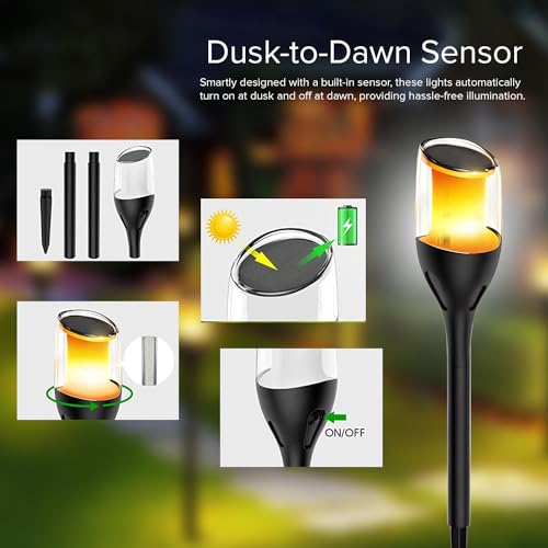 GIGAWATTS GW-230 Solar Flame Lamp with Spike BIS Approved Solar-Powered 800mAh Pathway Lights for Garden Outdoor Decoration (Pack of 1) - Image 5