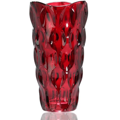 CEMABT 95inch 34 lb Glass Vases for Flowers Unbreakable Thickened Morden vase for Tables CenterpiecesColorfulVintage and Clear Rose Large Flower vases for Bouquet Unique GiftsRed - Image 1
